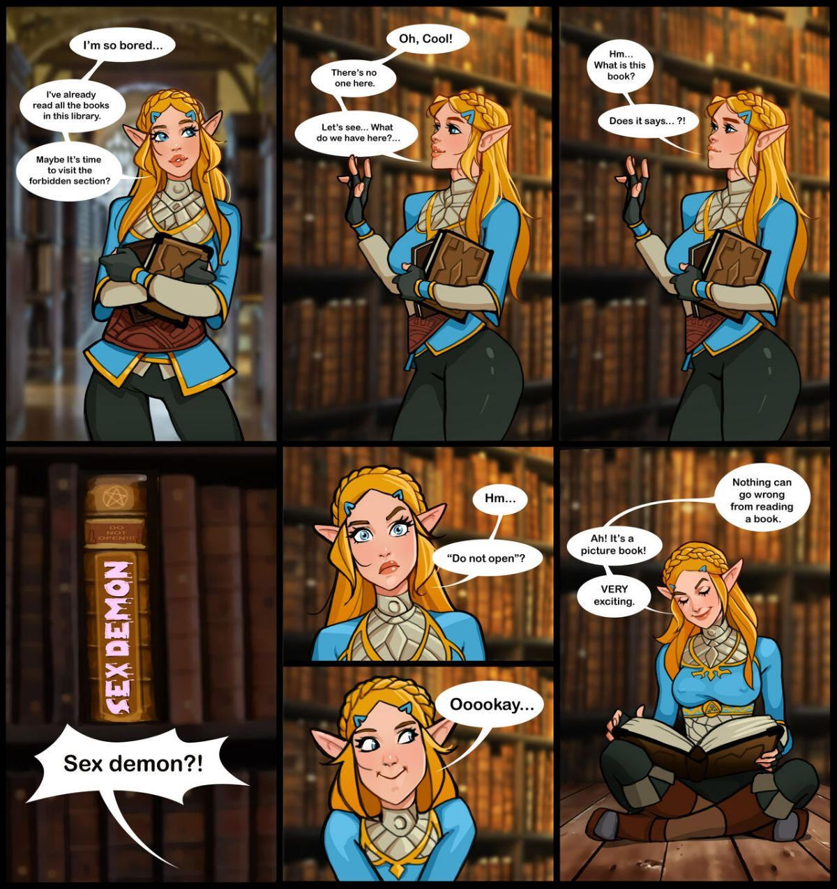 Zelda in a library Hentai english 01
