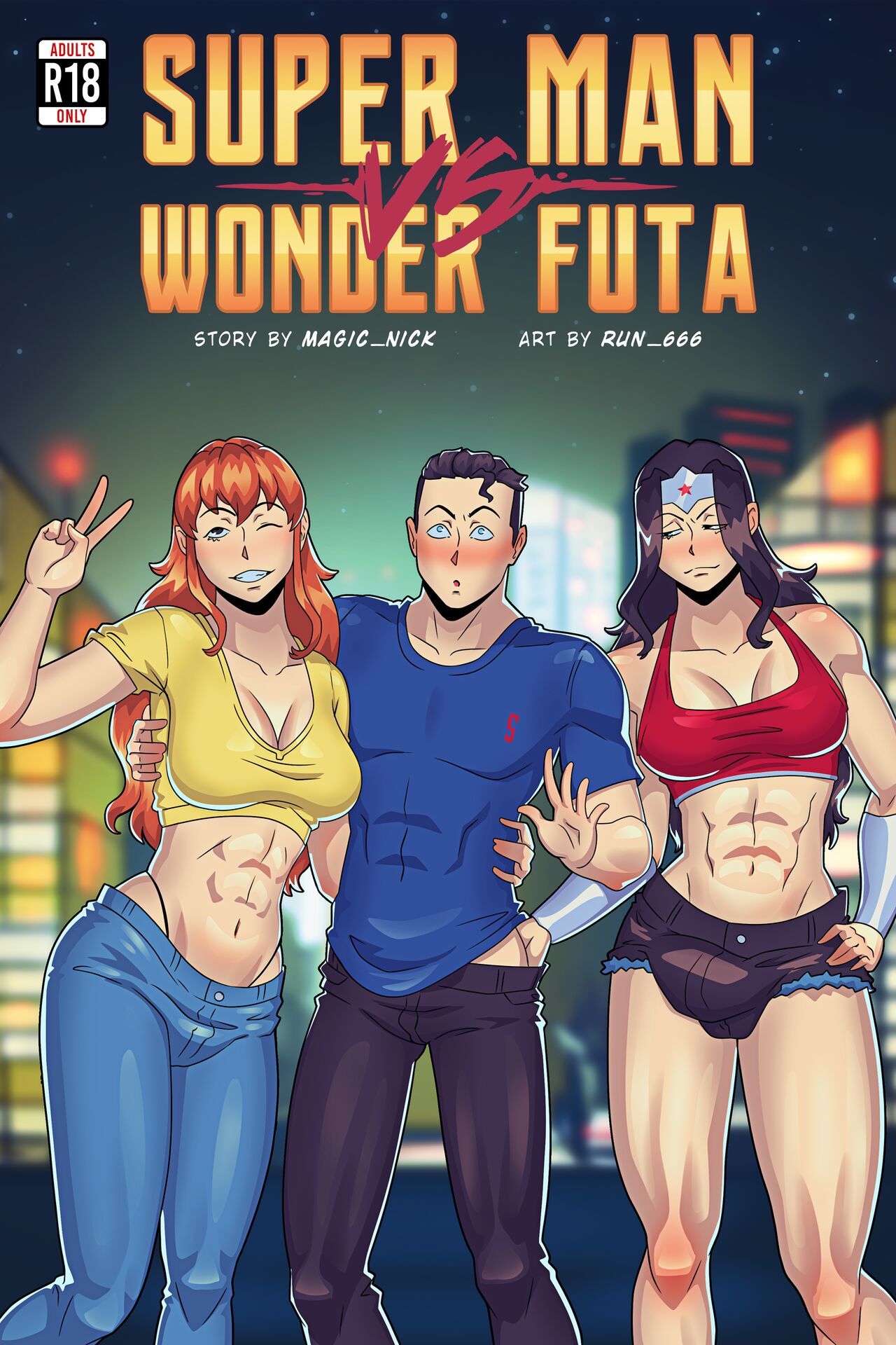 Super Man VS Wonder Futa Porn Comic english 01