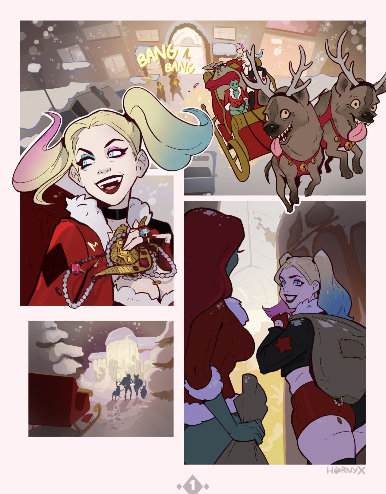 Harley & Ivy’s Christmas Kiss Porn Comic english 01