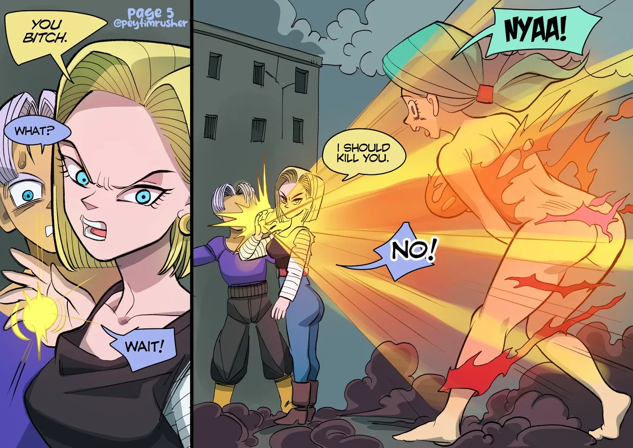 Future Saga: Android 18 vs Bulma And Trunks Porn Comic english 05