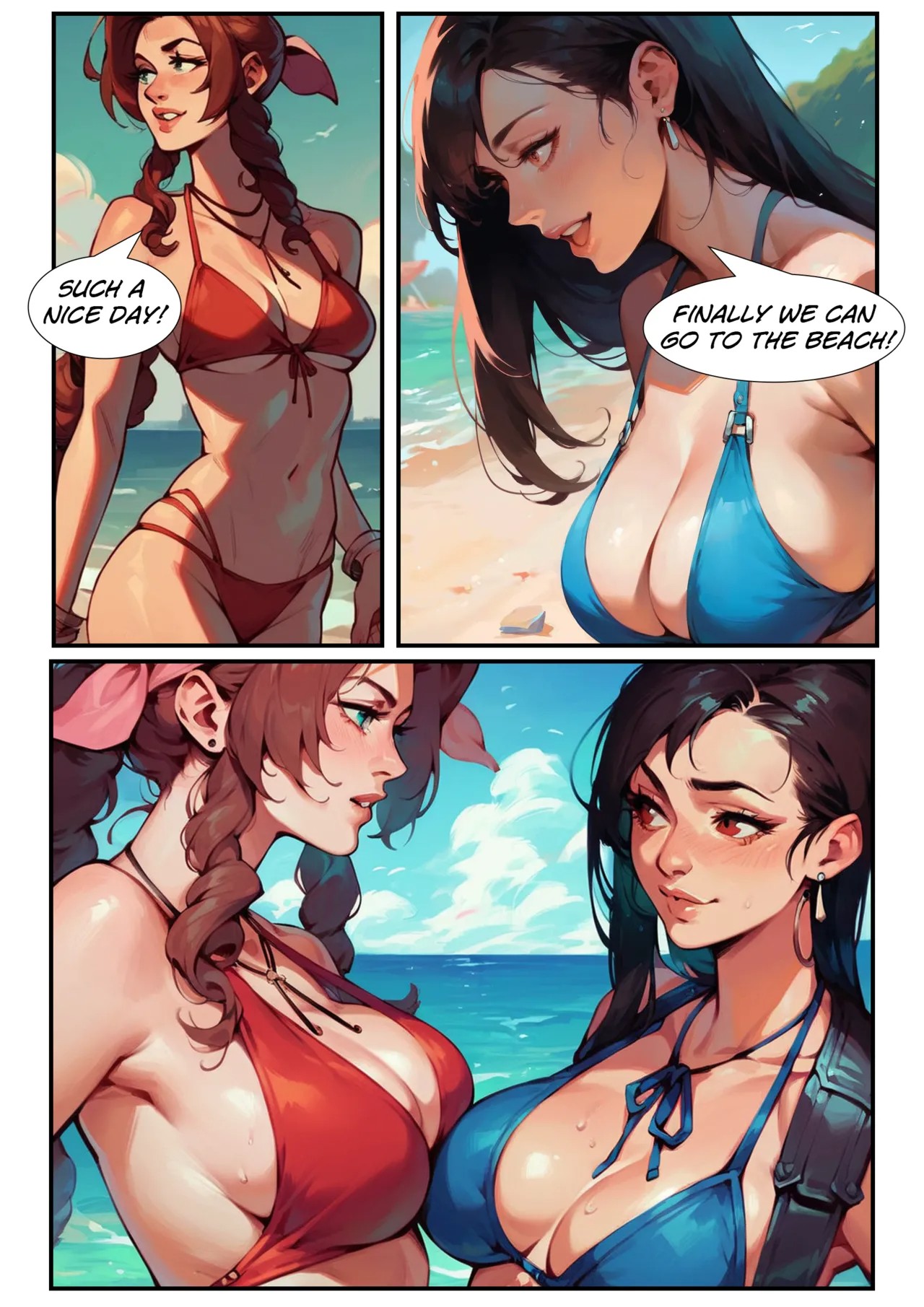 Beach Story Part 1: Aerith Porn Comic english 02