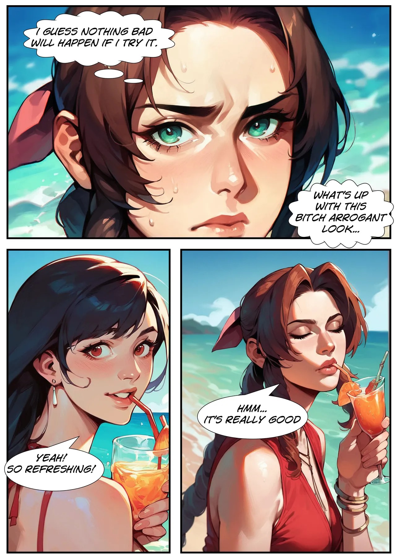 Beach Story Part 1: Aerith Porn Comic english 05
