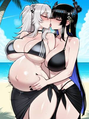 Futa Nerissa Ravencroft x Shishiro Botan Beach Porn Comics english 39