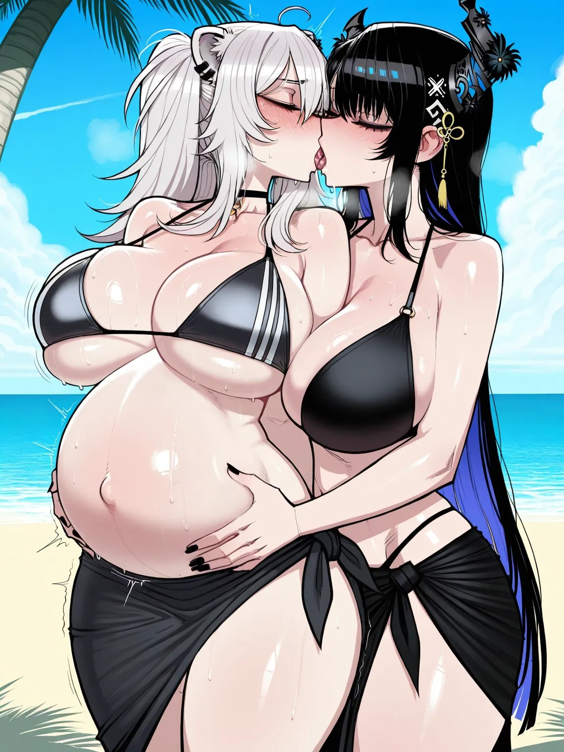 Futa Nerissa Ravencroft x Shishiro Botan Beach Porn Comics english 39