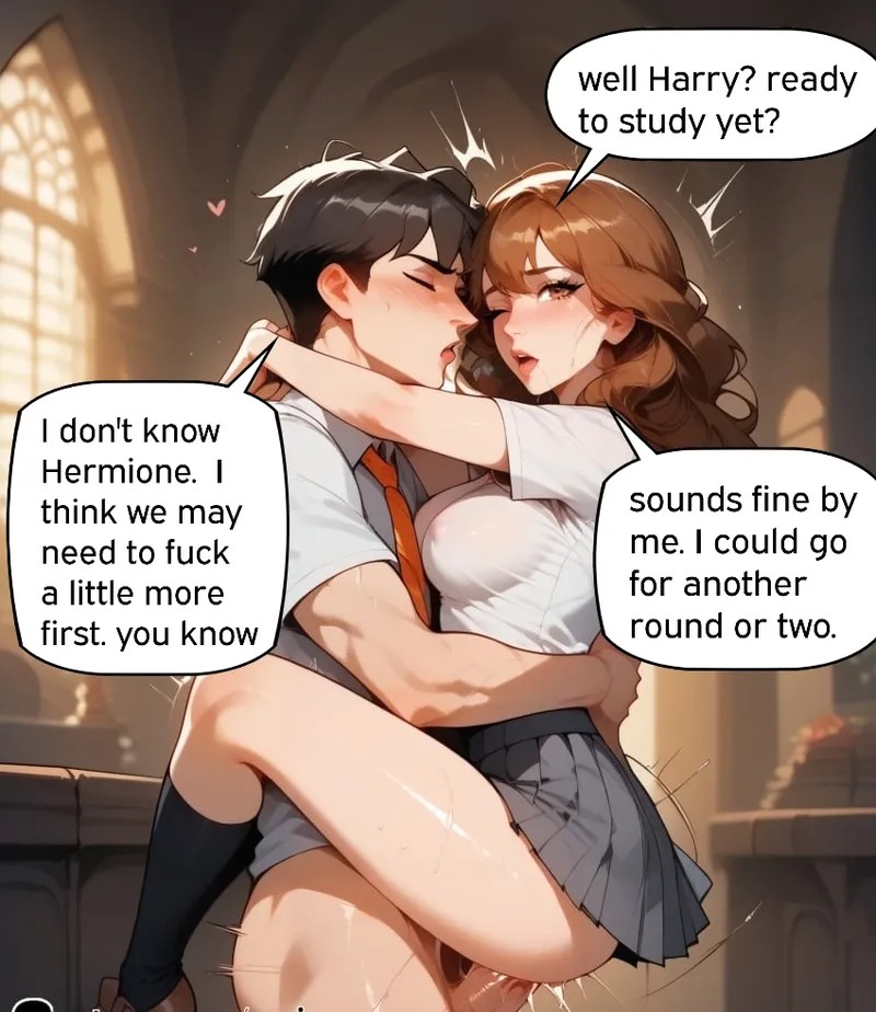 Harry And Hermione Fuck Before Studying  Porn Comics english 13