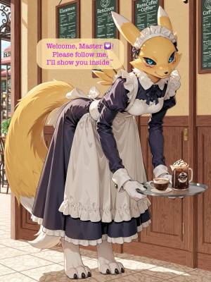 AI Generated: Renamon Maid Café
