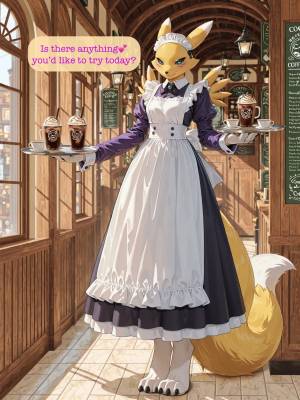 AI Generated: Renamon Maid Café Porn Comics english 02