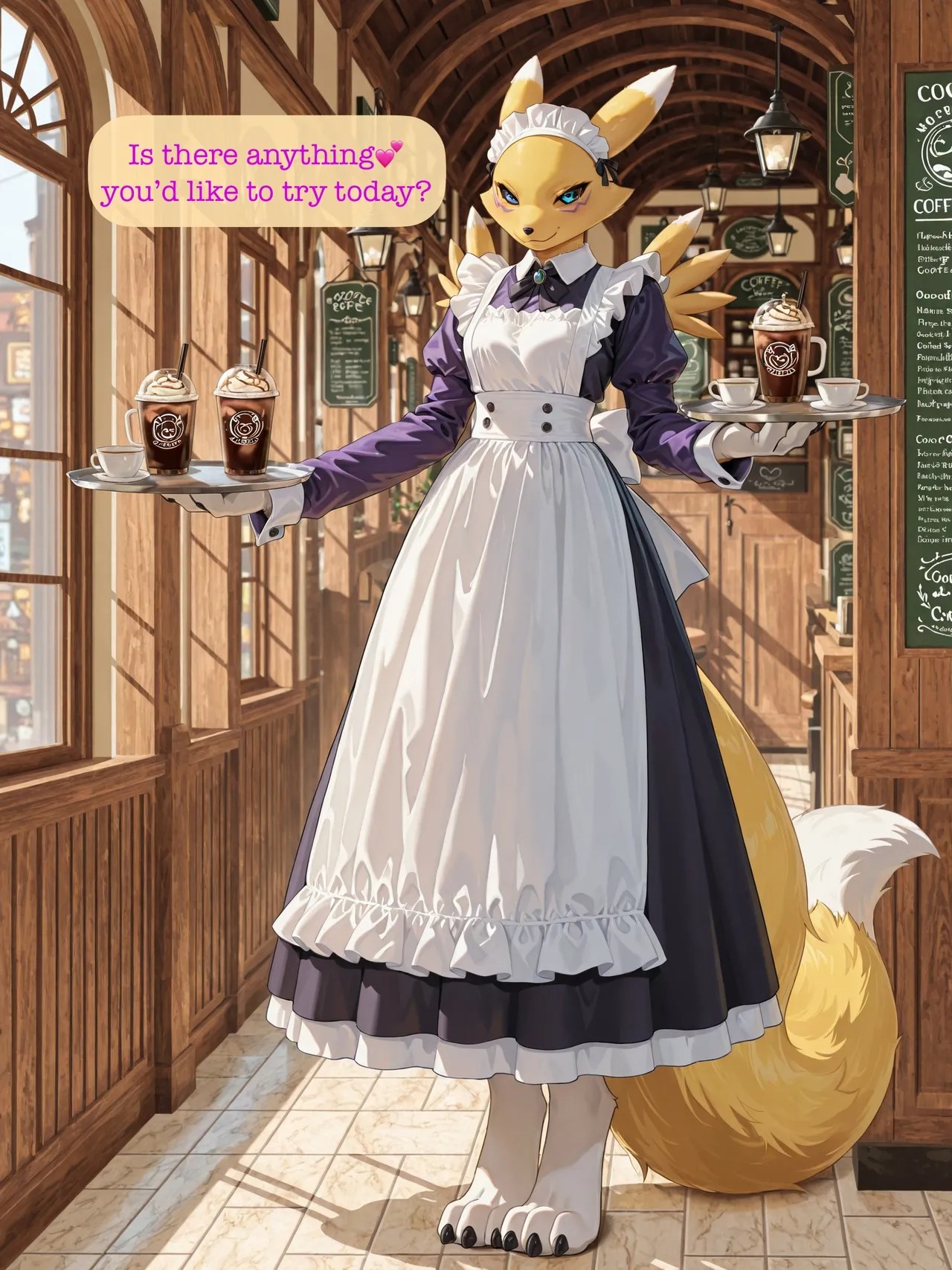 AI Generated: Renamon Maid Café Porn Comics english 02