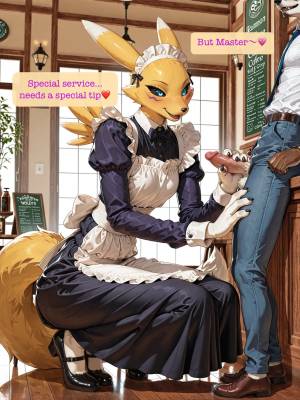 AI Generated: Renamon Maid Café Porn Comics english 05