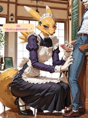 AI Generated: Renamon Maid Café Porn Comics english 06