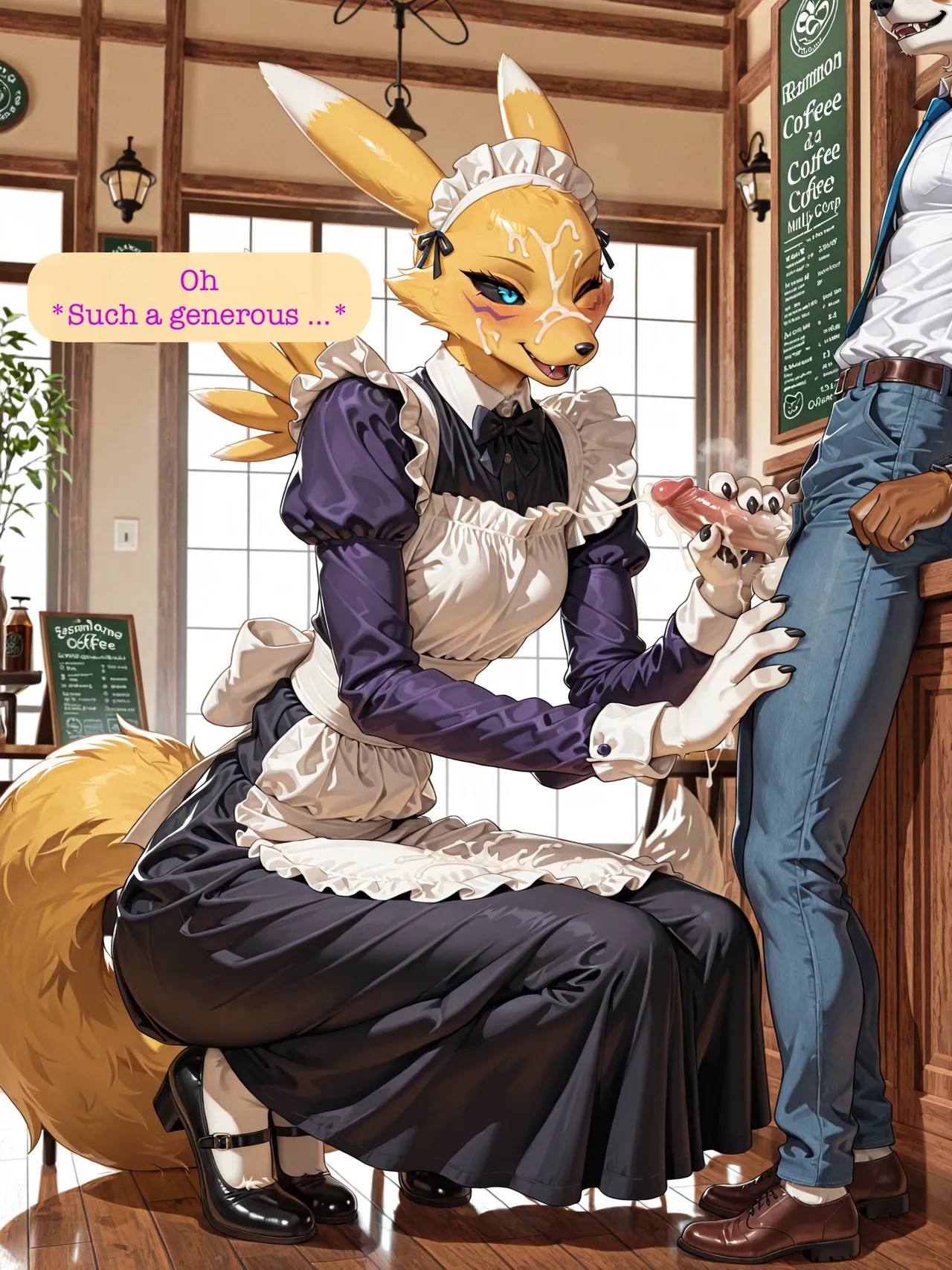 AI Generated: Renamon Maid Café Porn Comics english 06