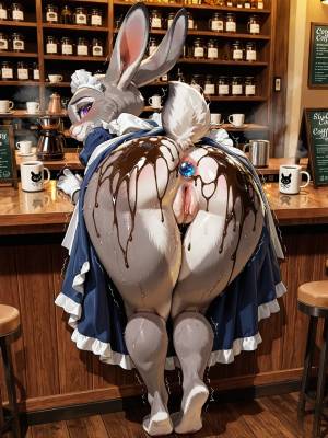 AI Generated: Renamon Maid Café Porn Comics english 24