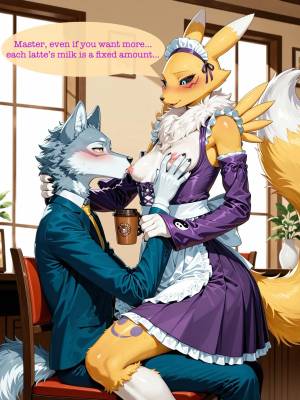 AI Generated: Renamon Maid Café Porn Comics english 29