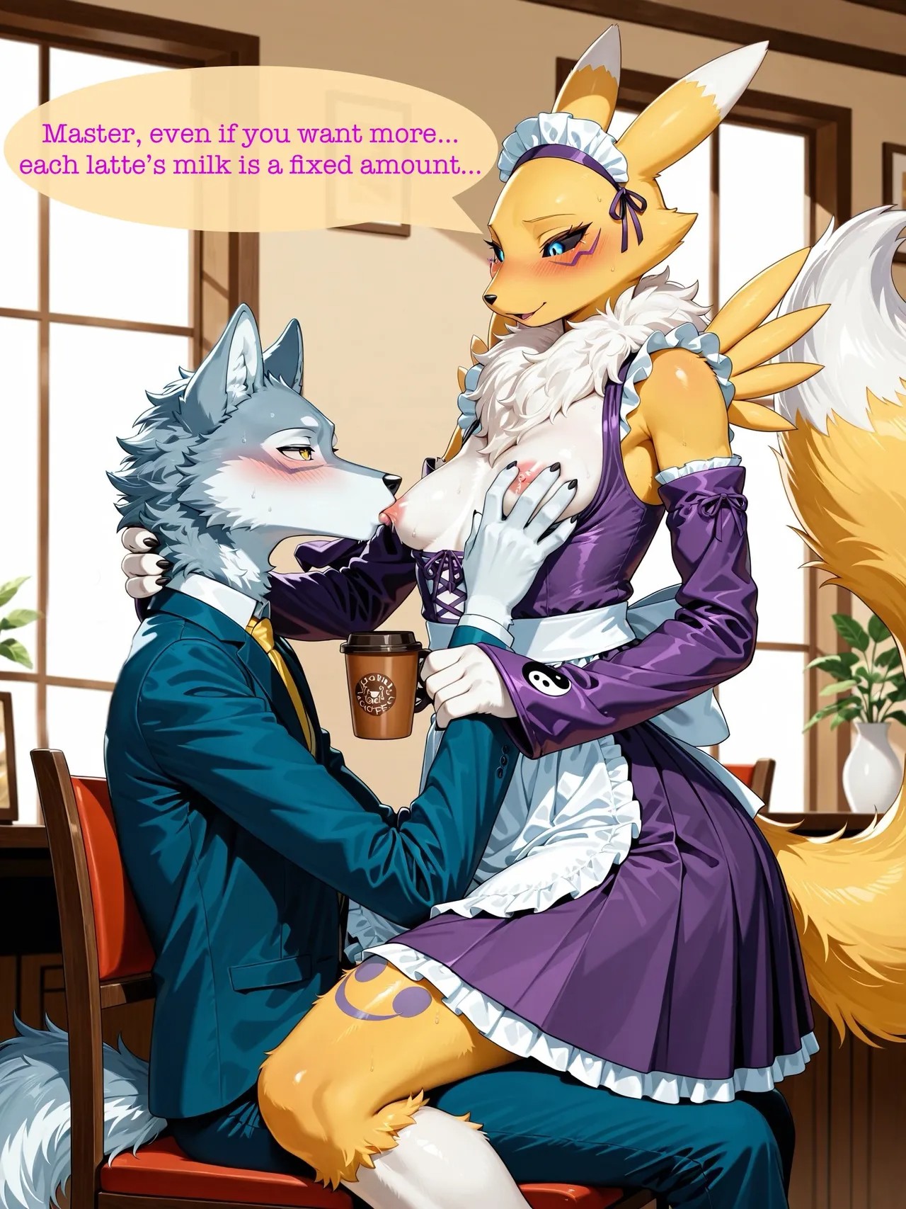 AI Generated: Renamon Maid Café Porn Comics english 29