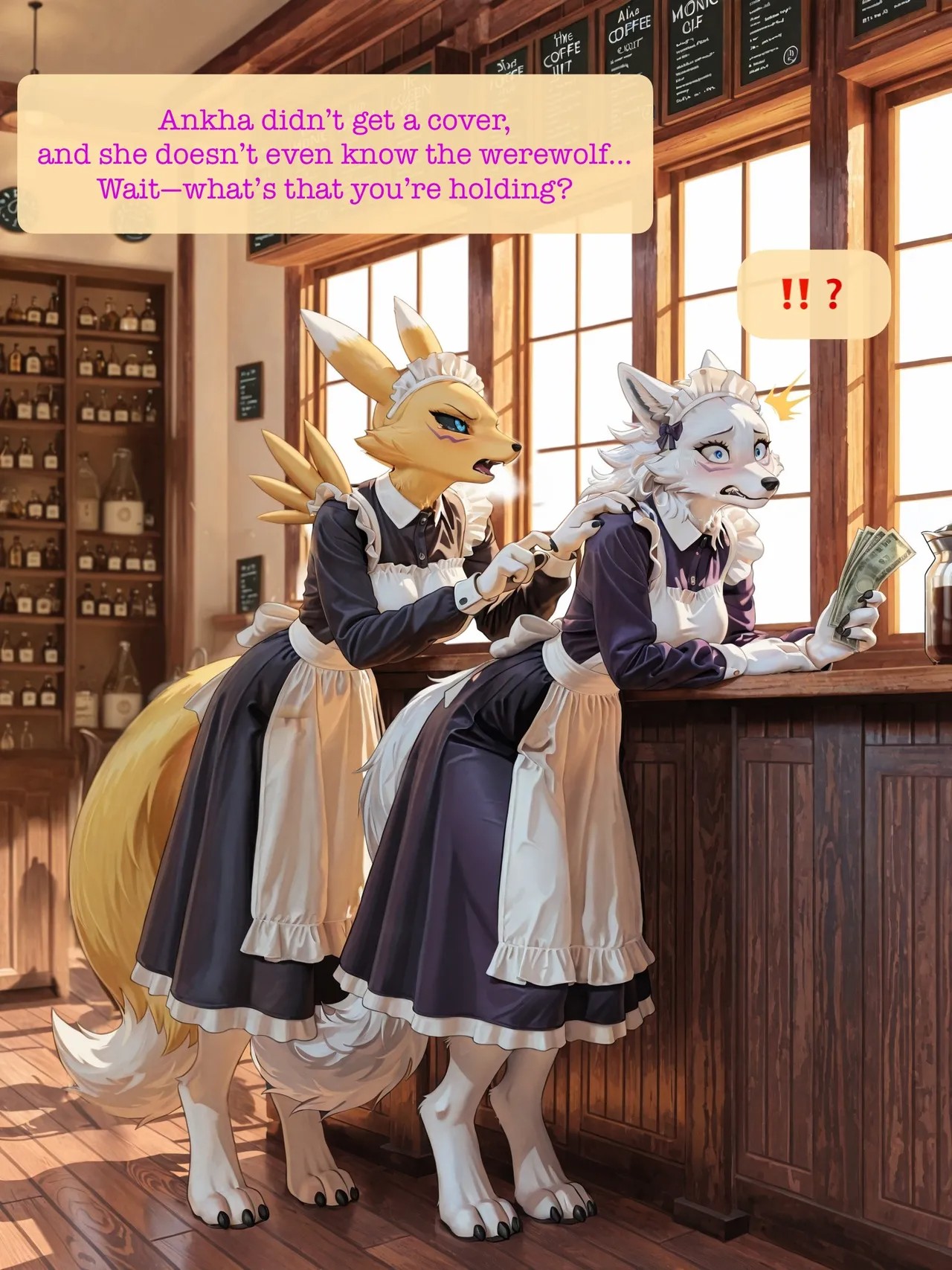AI Generated: Renamon Maid Café Porn Comics english 36