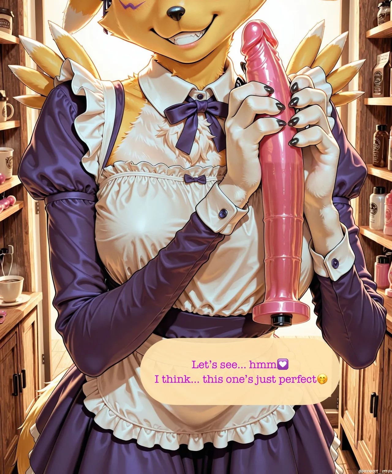 AI Generated: Renamon Maid Café Porn Comics english 39