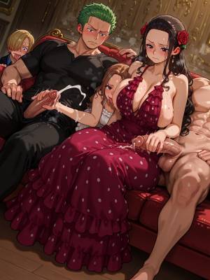VIOLA DOUBLE HANDJOB POV: SANJI & ZORO CUMSHOTS Porn Comics english 17