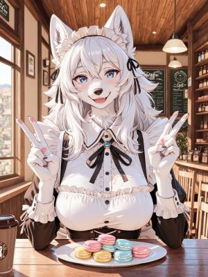 AI Generated: Renamon Maid Café Porn Comics english 71