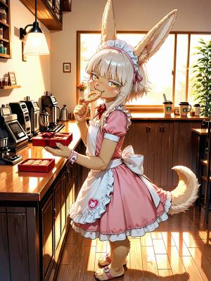 AI Generated: Renamon Maid Café Porn Comics english 73