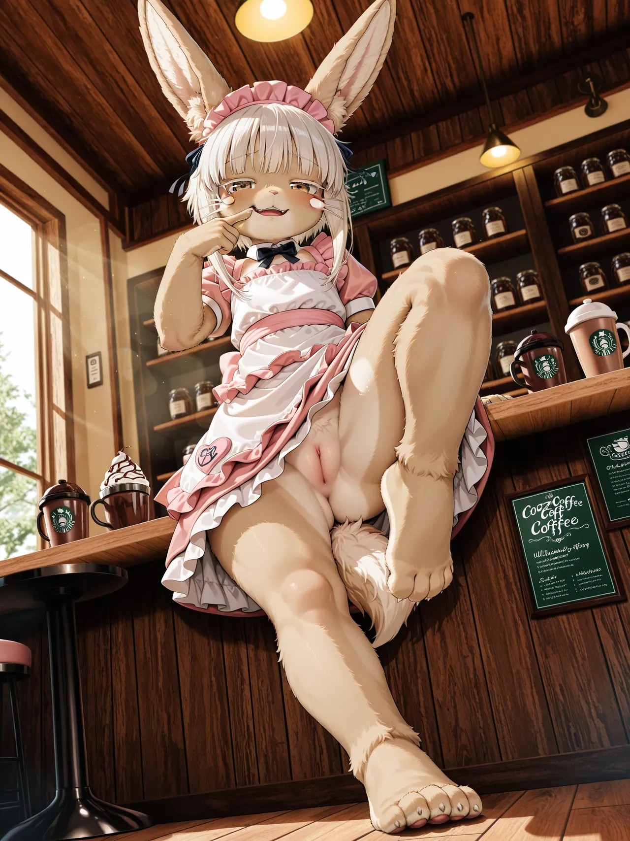AI Generated: Renamon Maid Café Porn Comics english 92