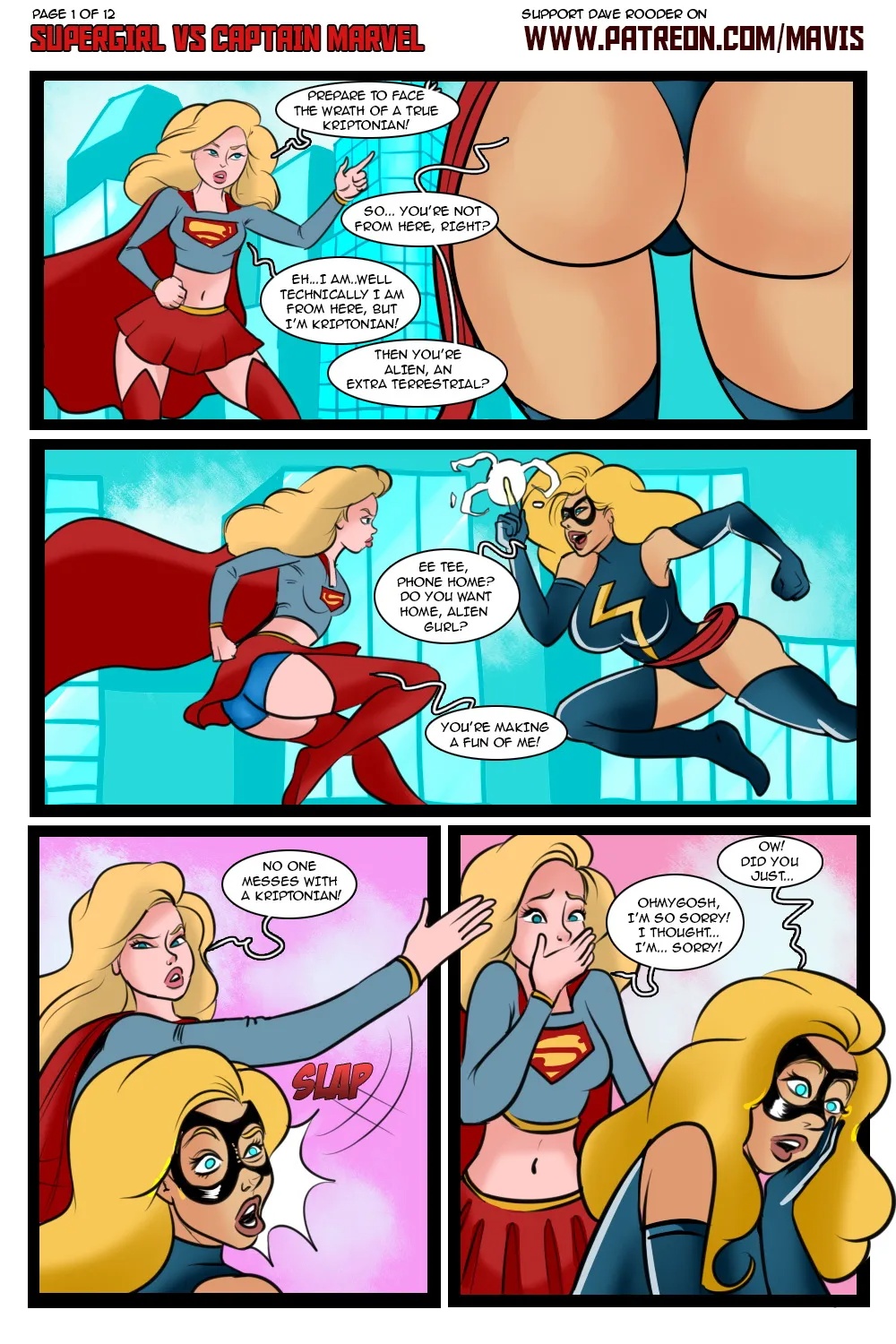 Battle Of Supes: Supergirl vs Captain Marvel Porn Comics english 03