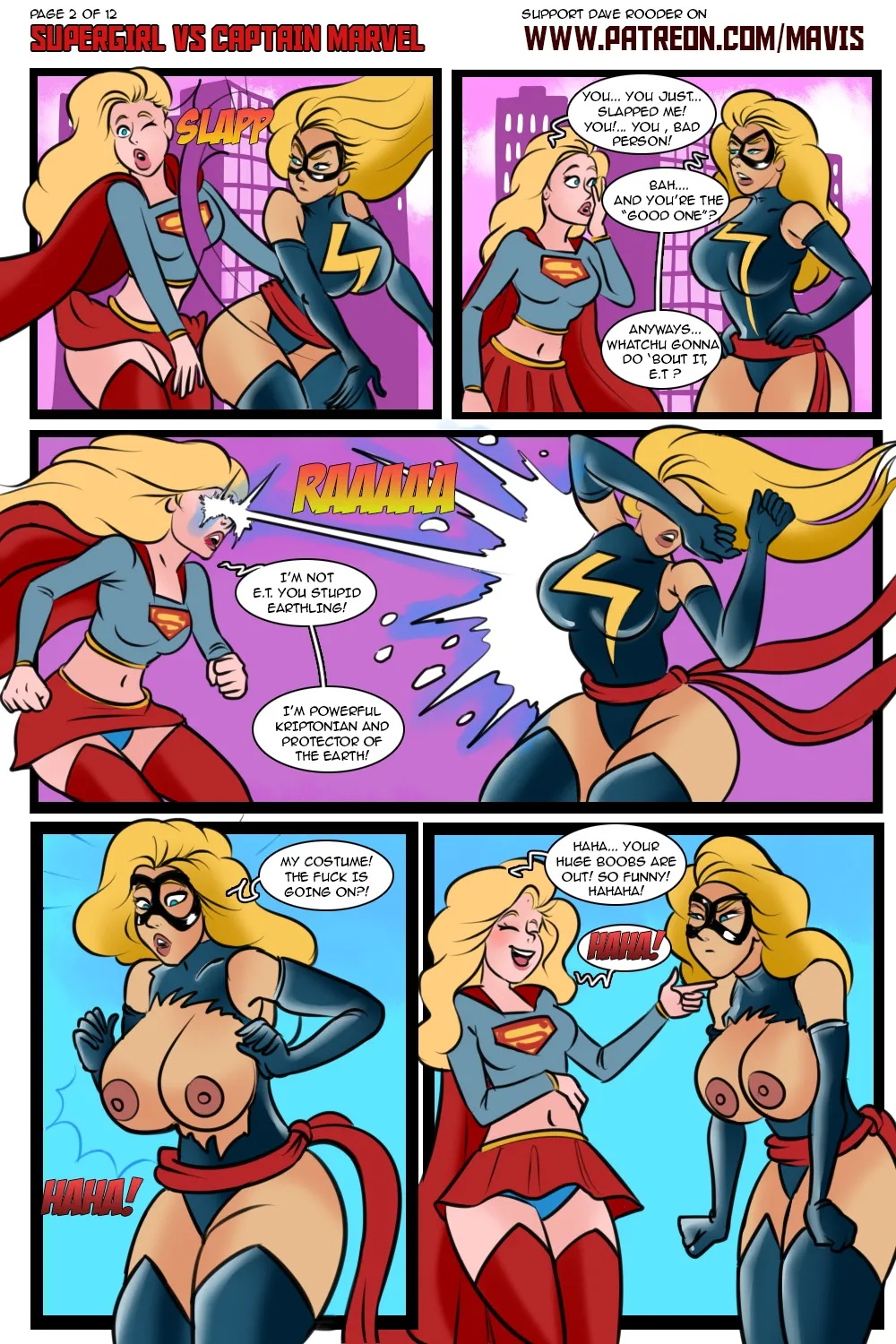 Battle Of Supes: Supergirl vs Captain Marvel Porn Comics english 04