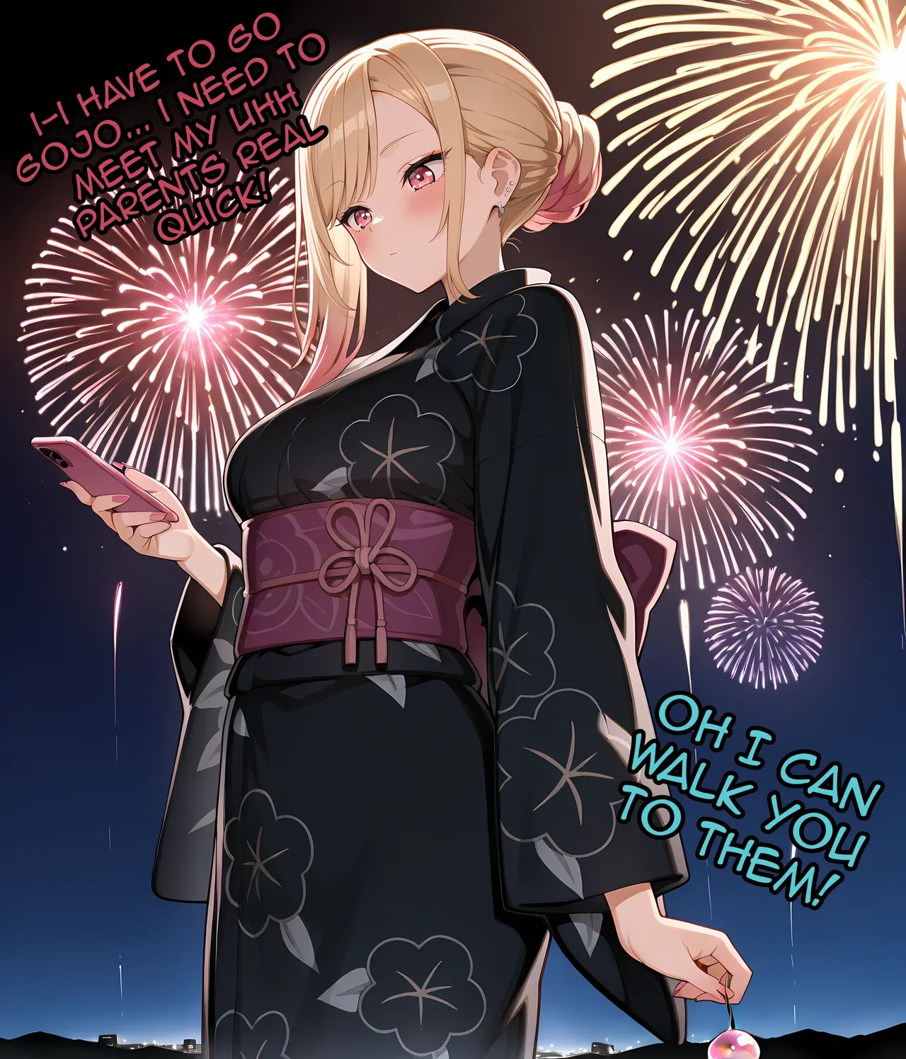 Marin Sneaks Off During Her Date With Gojo To Meet With Her Sex Friend! Porn Comics english 03