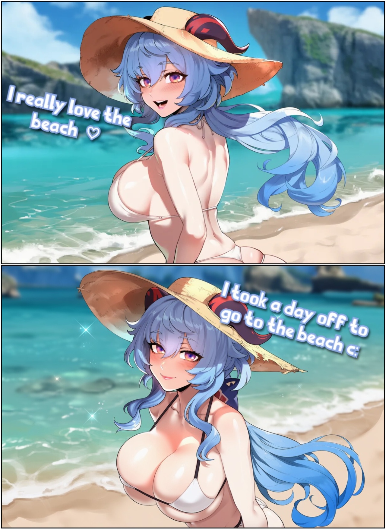 Ganyu's Beach Day Porn Comics english 02