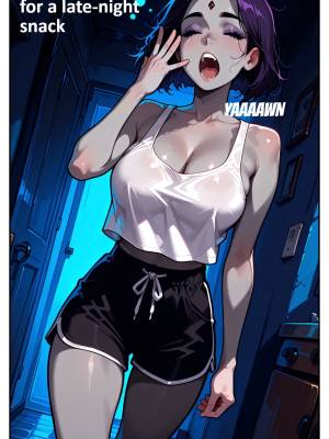 Raven Sneaking Into The Kitchen For a Late-Night Snack