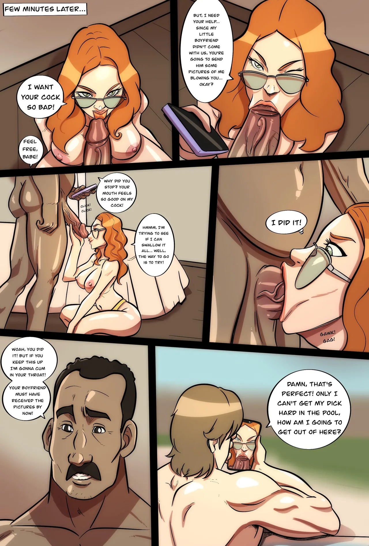 Redhead Hotwife Poolside Porn Comics english 03