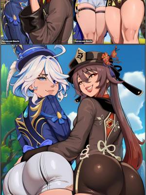 Furina And Hu Tao, Tag Team Threesome Porn Comics english 02