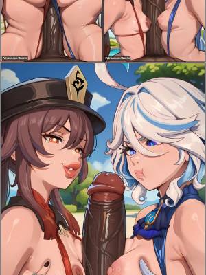 Furina And Hu Tao, Tag Team Threesome Porn Comics english 07