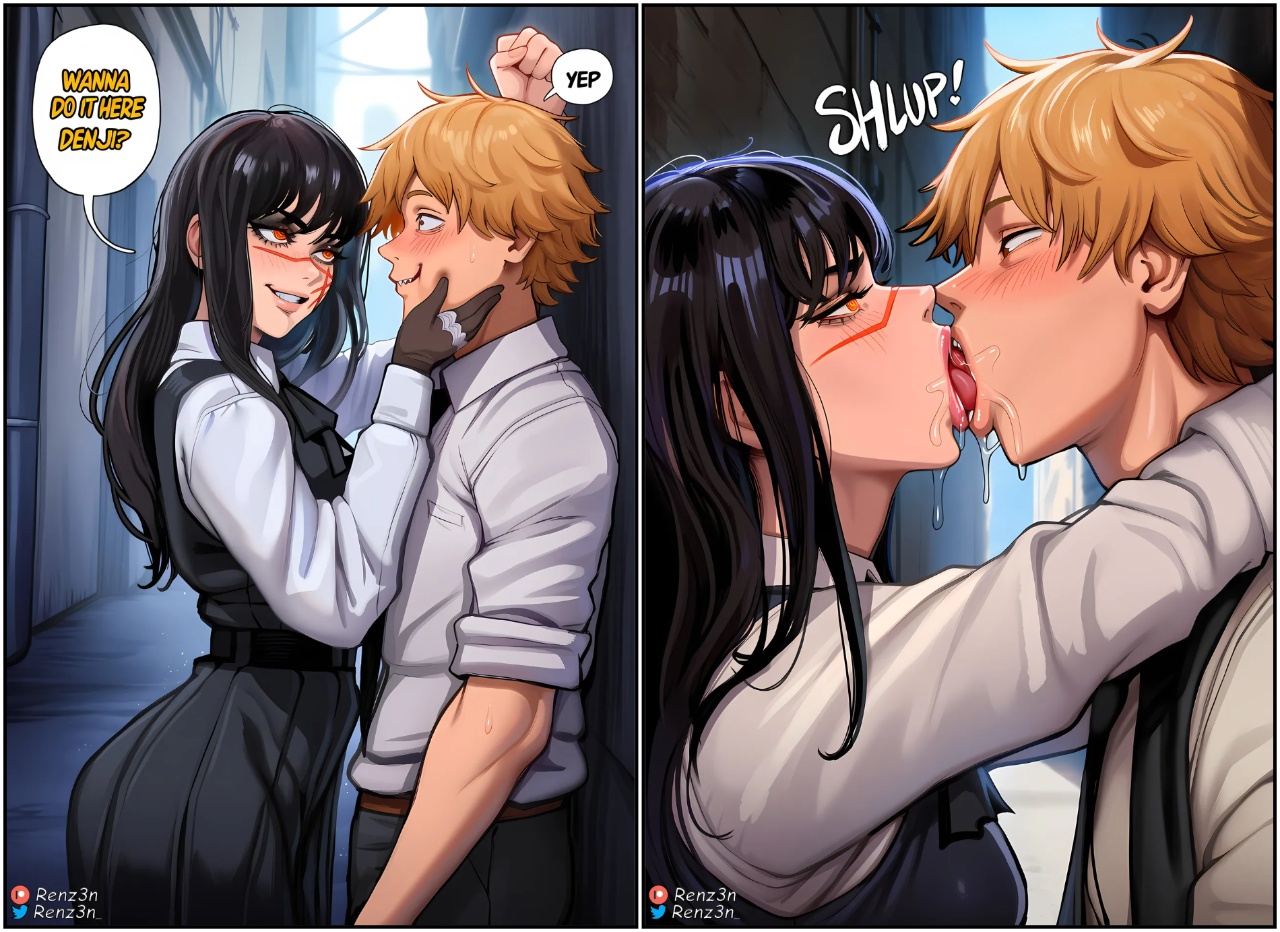 Yoru & Asa, Blowing Denji's Mind Porn Comics english 04